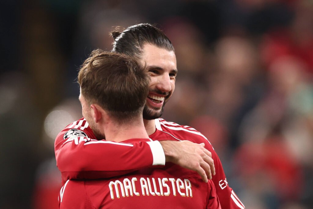 Szoboszlai issues update on Liverpool future amid uncertain contract situation 8 Dominik Szoboszlai of Liverpool during the Champions League